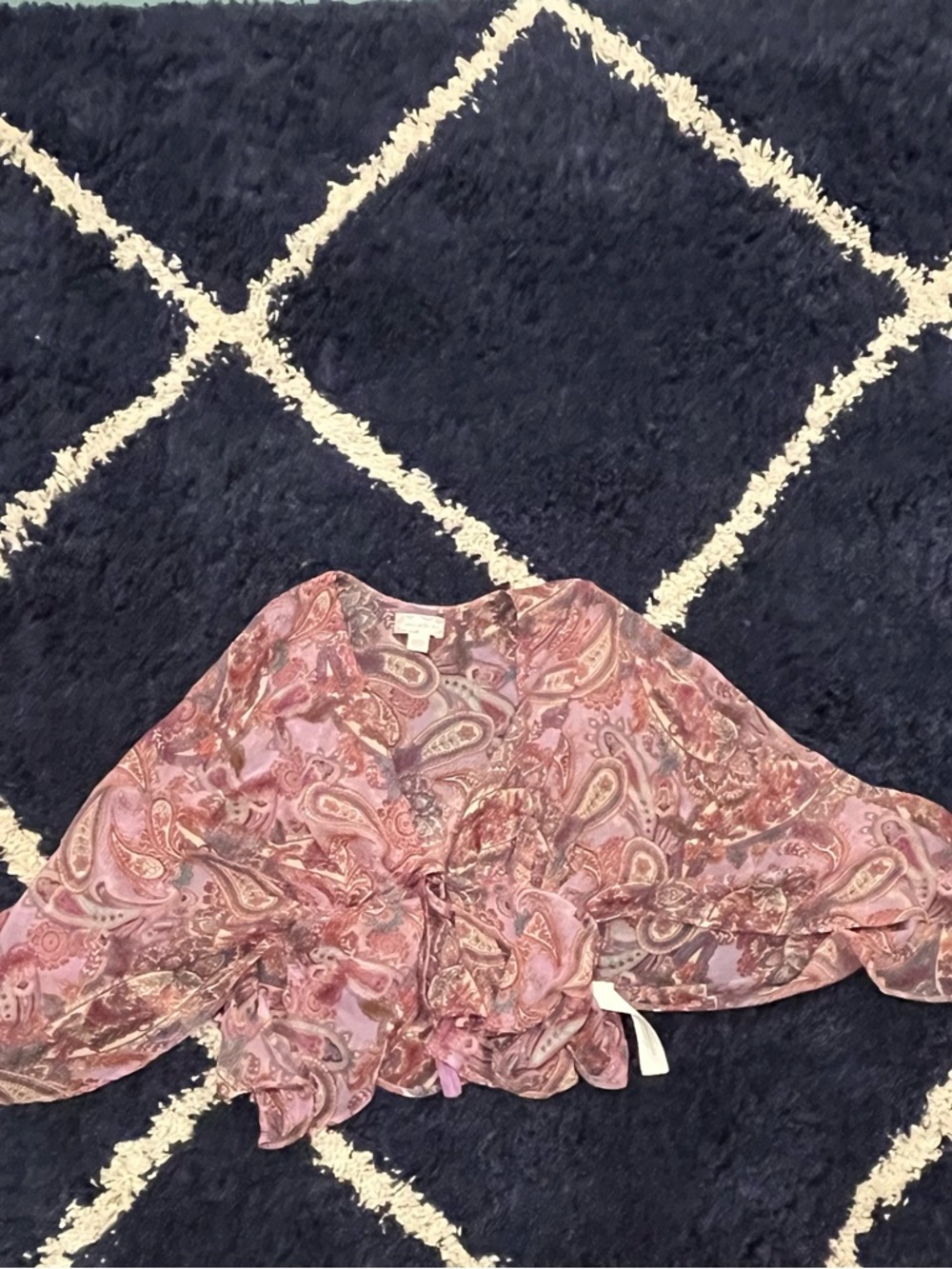 Band of the Free Purple  Paisley Tie-Front Sheer Blouse. Festival / Coachella